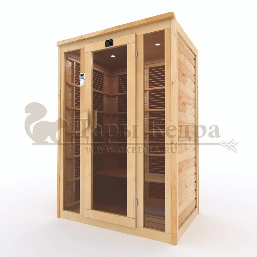 Двухместная инфракрасная сауна кабина из кедра и липы с карбоновыми излучателями