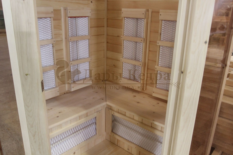 Двухместная угловая инфракрасная сауна кабина из кедра и липы с керамическими излучателями