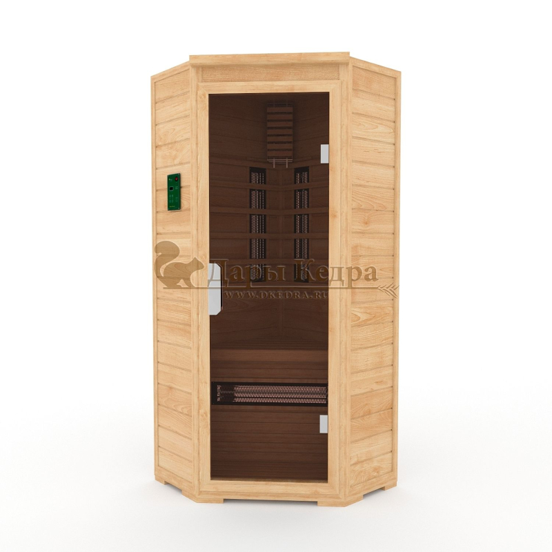 Одноместная угловая инфракрасная сауна кабина из кедра и липы с керамическими излучателями